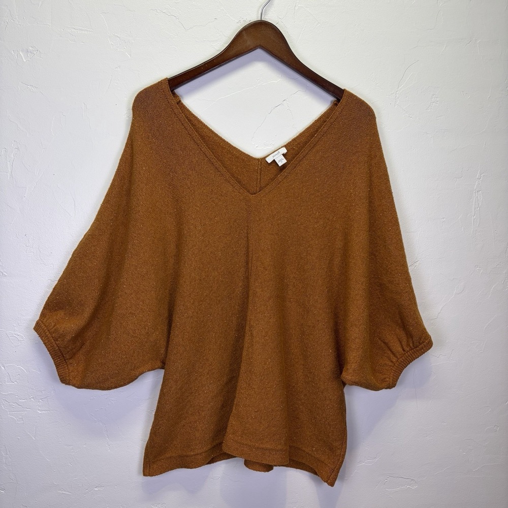 Pure Jill Woman's Pullover Sweater‎ Size XL Burnt Orange Boho Bohemian Double V